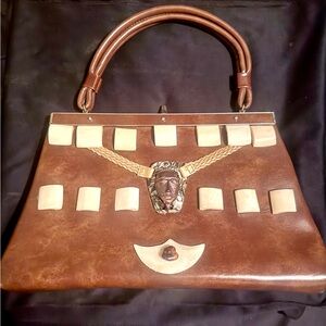 Brown and Cream Designer Handbag